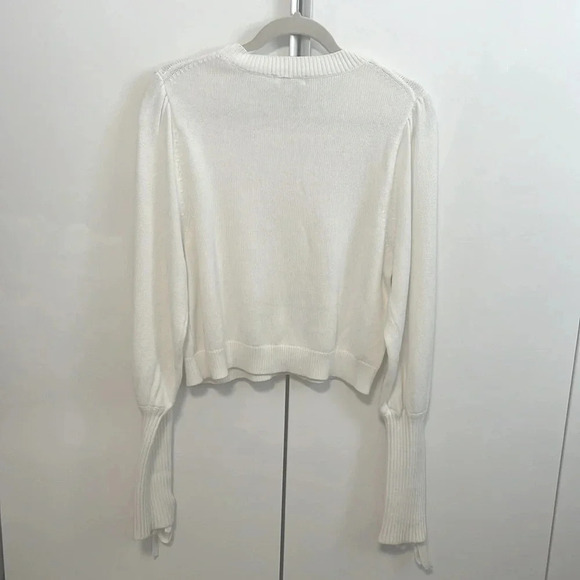 525 NWOT Cotton Sweater String Detail Puff Sleeve, Size XL - Picture 5 of 10